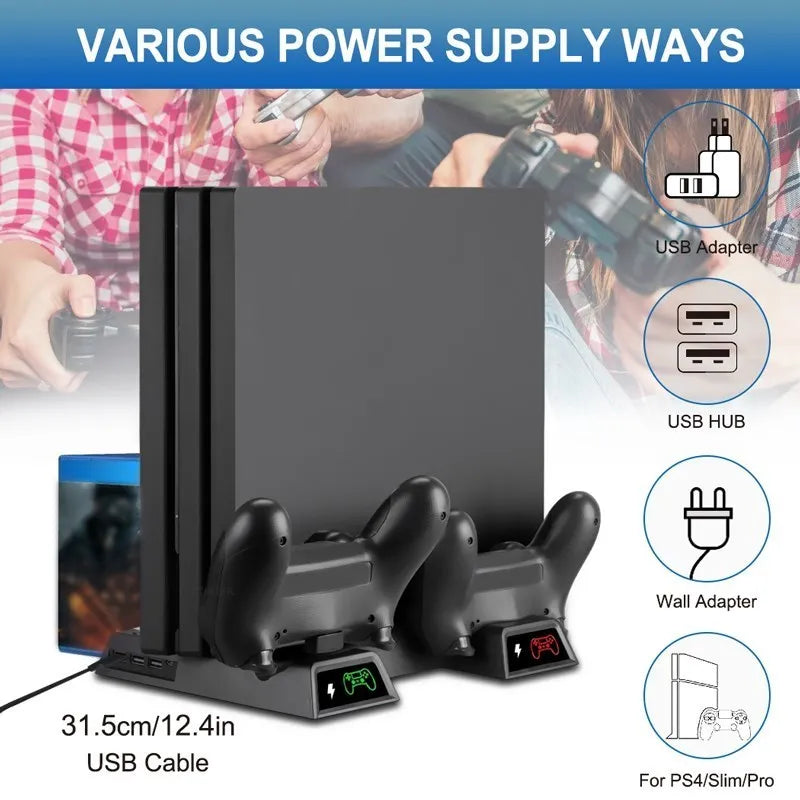 Stand Fan For Sony PS4 Game Console Playstation Play Station PS 4 Pro Slim Controller Control Support Accessories Holder Cooler