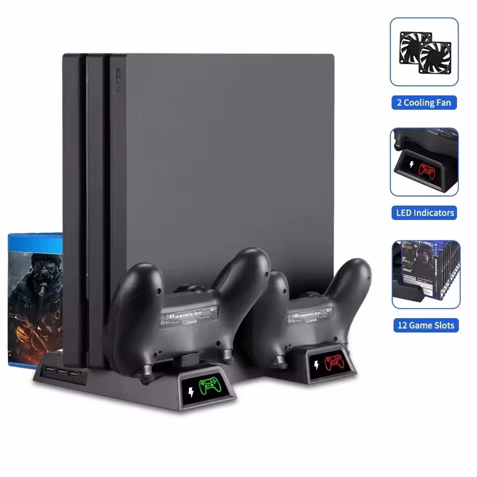 Stand Fan For Sony PS4 Game Console Playstation Play Station PS 4 Pro Slim Controller Control Support Accessories Holder Cooler