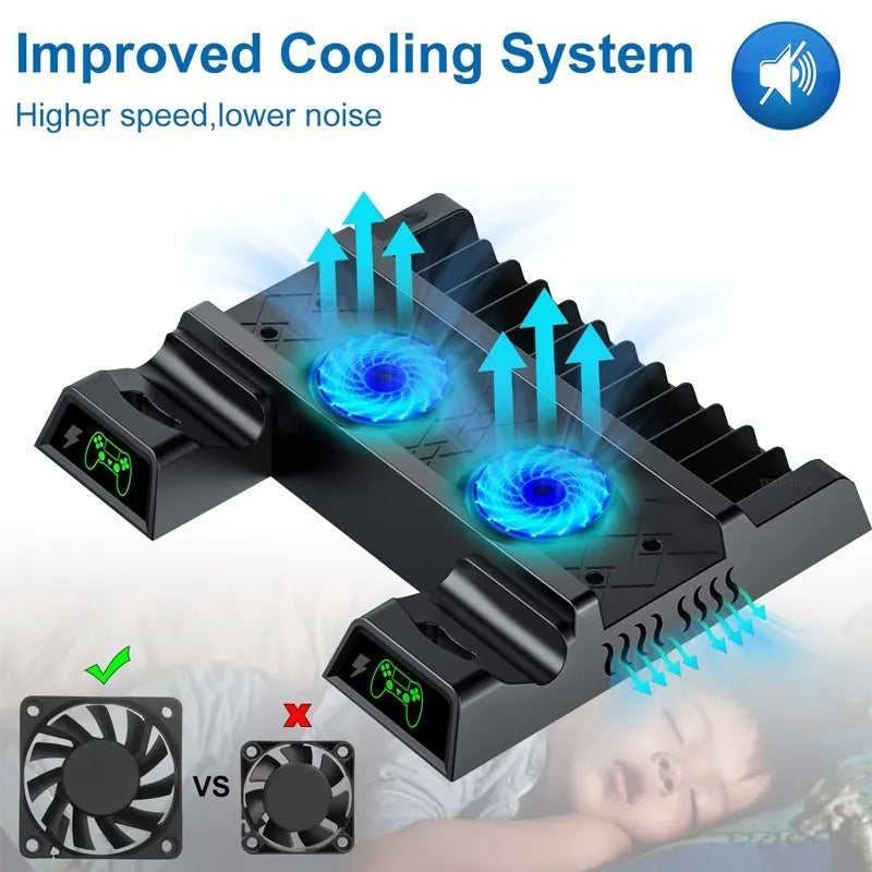 Stand Fan For Sony PS4 Game Console Playstation Play Station PS 4 Pro Slim Controller Control Support Accessories Holder Cooler
